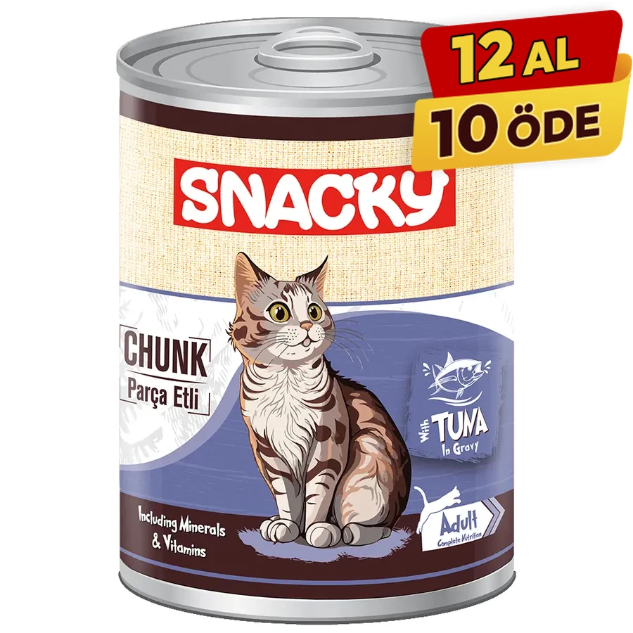 Snacky Sos İçinde Ton Balıklı Parça Etli Yetişkin Konserve Kedi Maması