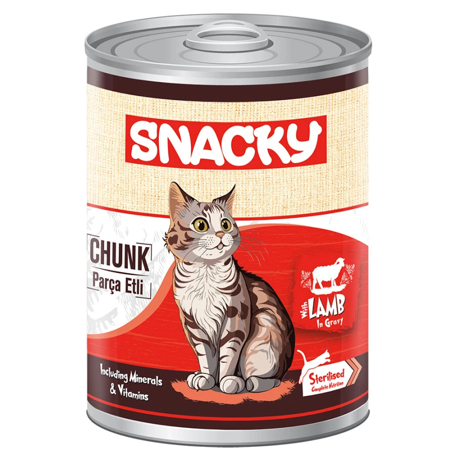 [SNCK-017] Snacky Sos İçinde Kuzulu Parça Etli Kısırlaştırılmış Konserve Kedi Maması (1 Adet)