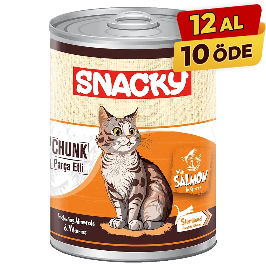Snacky Sos İçinde Somonlu Parça Etli Kısırlaştırılmış Konserve Kedi Maması