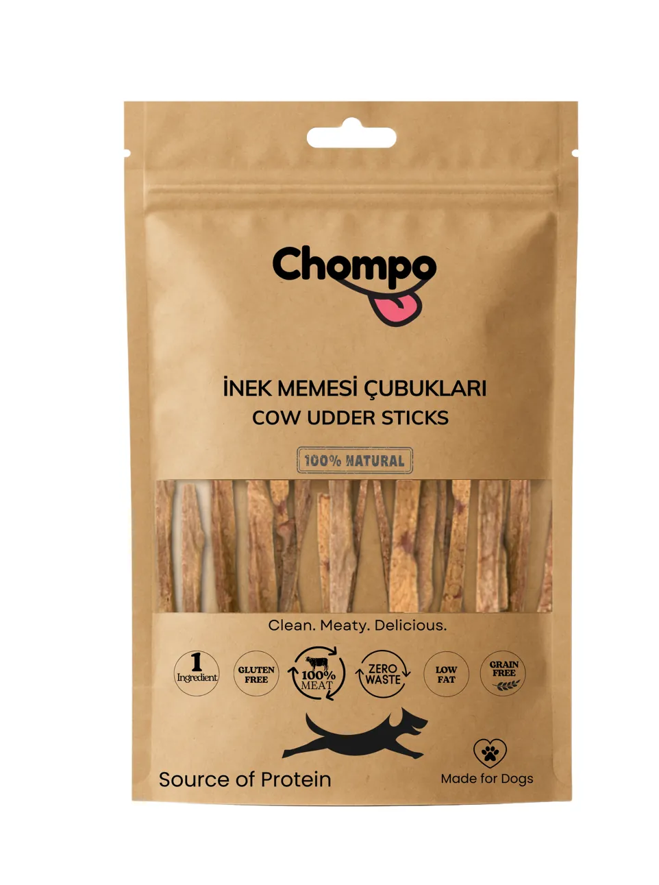 [8685048379114] Chompo Kurutulmuş İnek Memesi Çubuk Köpek Ödül Maması (1 Adet)