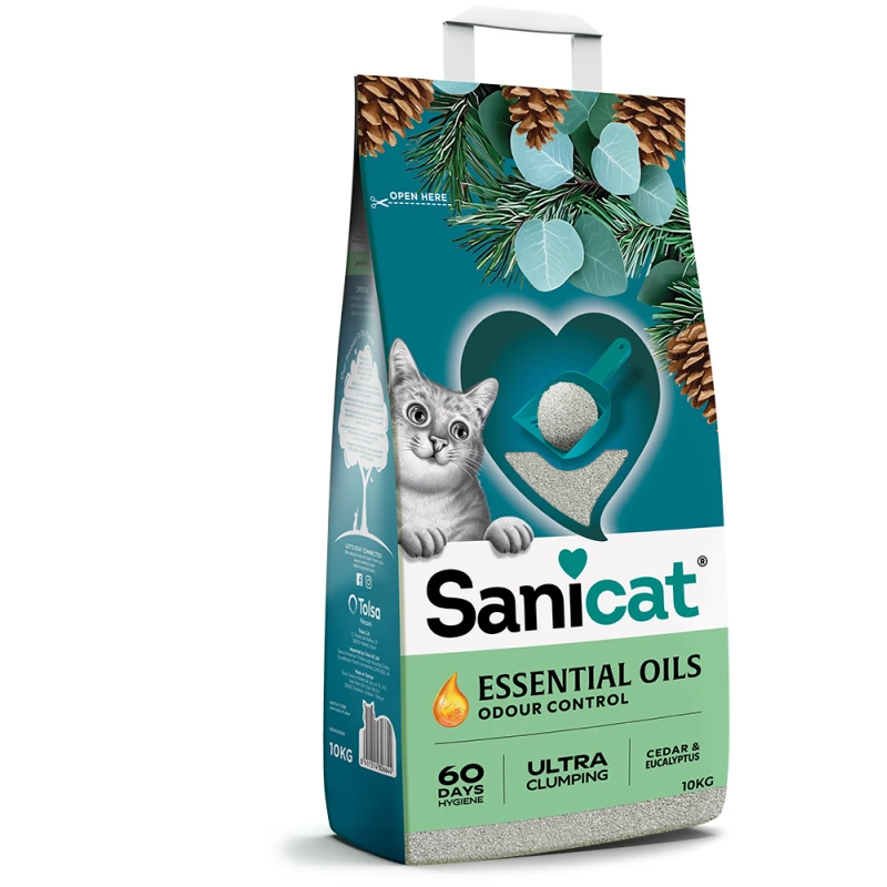 [512-203] Sanicat Essential Oils Sedir Ve Okaliptus Kokulu Kedi Kumu (1 Adet)