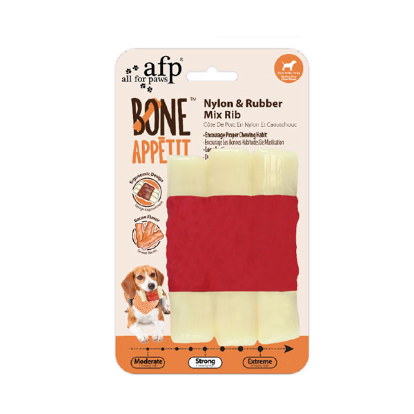 [680-3683] Afp Bone Appetit Pastırma Aromalı Kauçuk Naylon Kaburga Köpek Oyuncağı