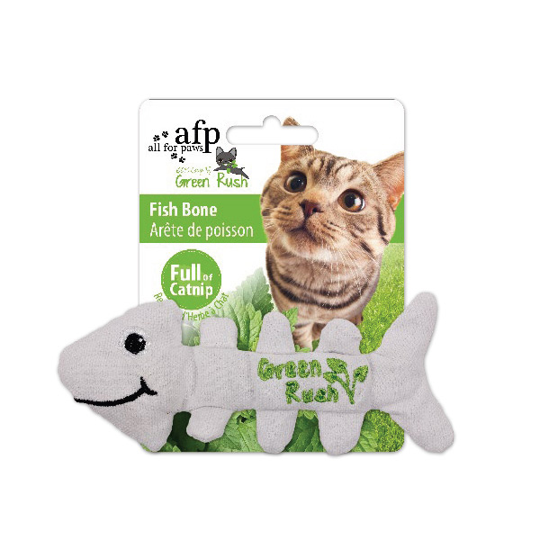 [680-2419] Afp Green Rush Kedi Otlu Balık Kılçığı Peluş Kedi Oyuncağı