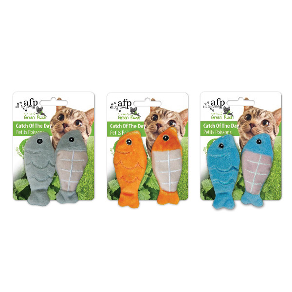 [680-2091] Afp Green Rush Kedi Otlu Balık Peluş Kedi Oyuncağı