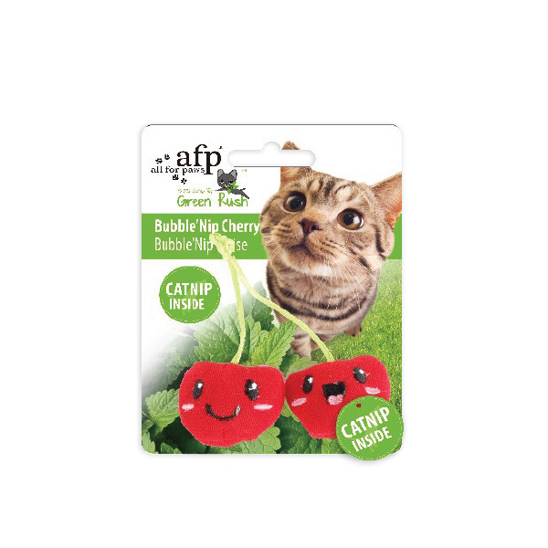 [680-2428] Afp Green Rush Kedi Otlu Kiraz Peluş Kedi Oyuncağı