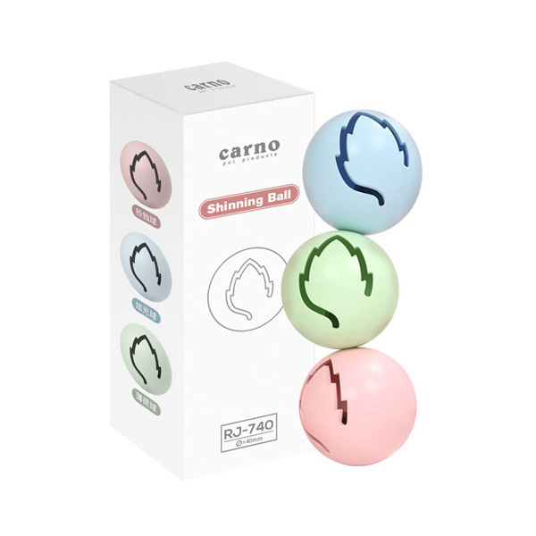[677-RJ740] Carno Işıklı Plastik Top Kedi Oyuncağı 3 Adet
