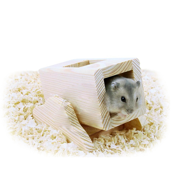[677-RJ118] Carno Kemirgen Hamster Oyuncağı Naturel Ahşap Tahterevalli 11x8.5x8.5 Cm