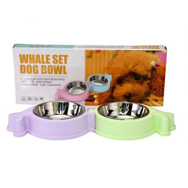 [BR-202386] Catdoglife Balina Şeklinde İkili Mama ve Su Kabı