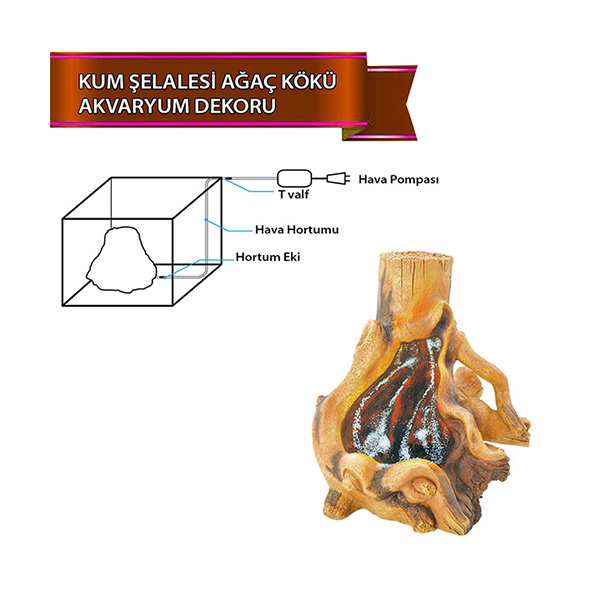 [200-U789ASD] Dophin Kum Şelalesi Ağaç Kökü Figürlü Akvaryum Dekoru
