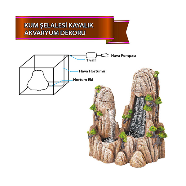 [200-U790ASD] Dophin Kum Şelalesi Kayalık Figürlü Akvaryum Dekoru