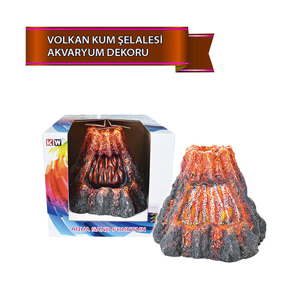 [200-U787ASD] Dophin Kum Şelalesi Volkan Figürlü Akvaryum Dekoru