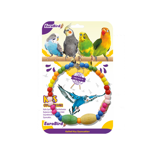 [453-3635] Euro Bird Boncuklu Büyük Halka Kuş Oyuncağı Renkli