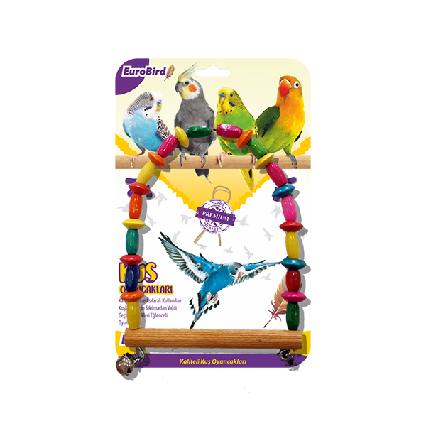 [453-3614] Euro Bird Boncuklu Oval Salıncak Kuş Oyuncağı Renkli