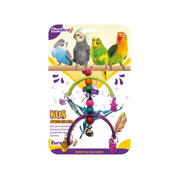 [453-3623] Euro Bird Boncuklu Yarım Ay Kuş Oyuncağı Renkli