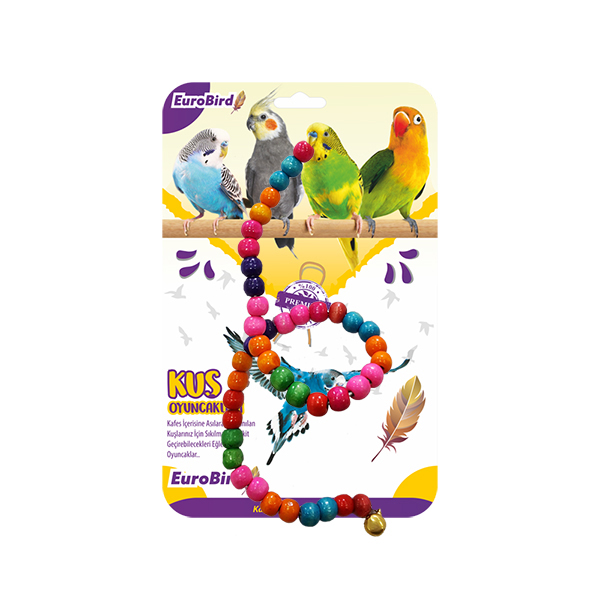 [453-3632] Euro Bird Boncuklu İp Kuş Oyuncağı Renkli