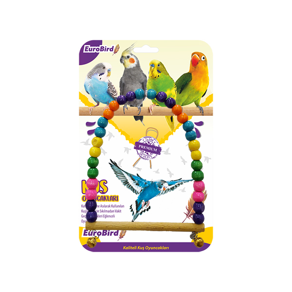 [453-3610] Euro Bird Oval Salıncak Boncuklu Kuş Oyuncağı Renkli