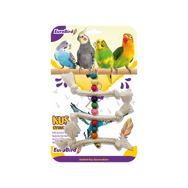 [453-3625] Euro Bird Üçlü İp Merdiven Kuş Oyuncağı Renkli