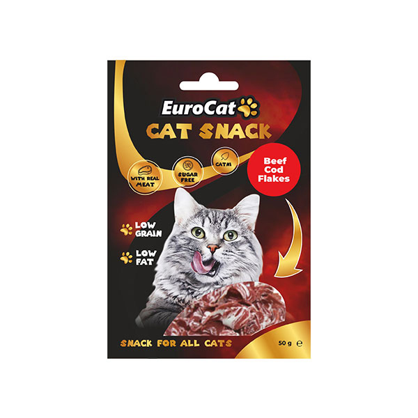 [458-6103] Euro Cat Cat Snack Düşük Tahıllı Dana Etli Catnipli Kedi Ödül Maması 50 Gr