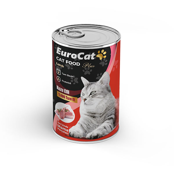 [455-FC9805] Euro Cat Kuzulu Parça Etli Yetişkin Konserve Kedi Maması 400 Gr
