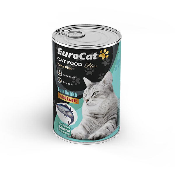 [455-FC9806] Euro Cat Ton Balıklı Parça Etli Yetişkin Konserve Kedi Maması 400 Gr
