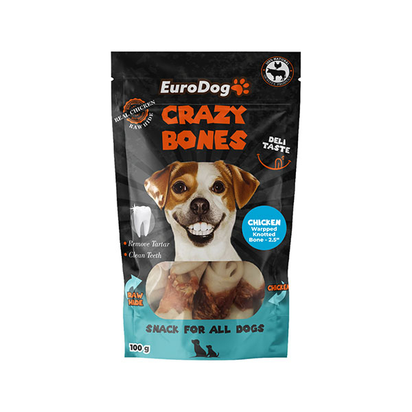 [458-4104] Euro Dog Crazy Bones Dental Tavuklu Sargılı Köpek Ödül Maması 100 Gr