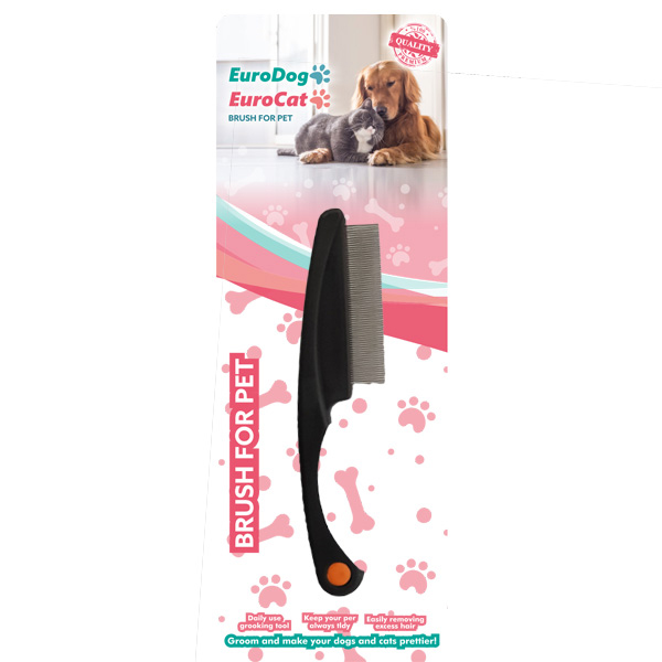 [454-ZM1032-33] Euro Gold Metal Uçlu Kedi ve Köpek Pire Tarağı İnce 15 Cm