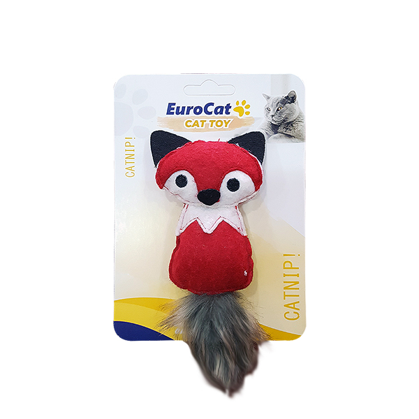 [454-T9133] Eurocat Kırmızı Sincap Kedi Oyuncağı 14 Cm