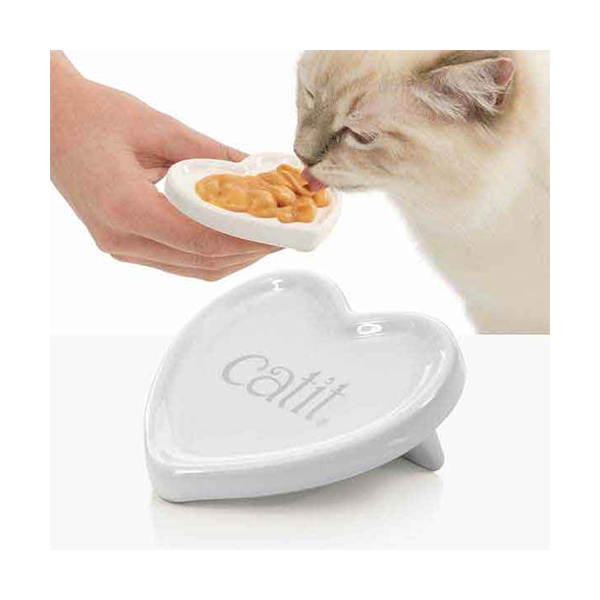 [700-43861] Hagen Catit Creamy Kalp Şekilli Sıvı Kedi Ödülü Dondurma Kabı Seramik