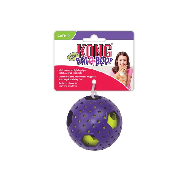 [035585440026] Kong Kedi Bat-A-Bout Catnipli Işıklı ve Hareketli Top Kedi Oyuncağı