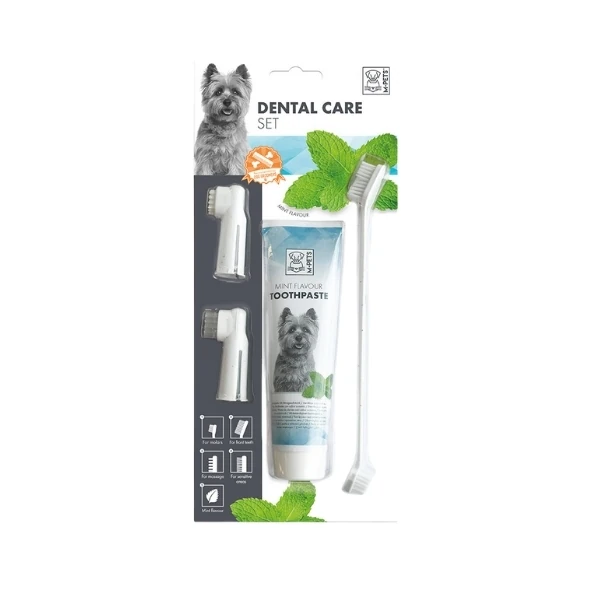 [36-AKS-MPE-10110799] M-Pets Köpekler İçin Naneli Aromalı Diş Macunu ve Fırça Seti