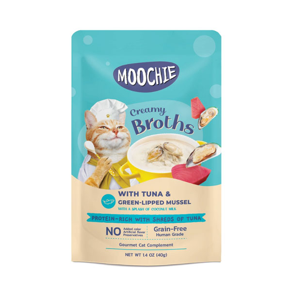 [446-C0201] Moochie Yeşil Dudaklı Midye ve Ton Balıklı Çorba Kedi Ödülü 40 Gr