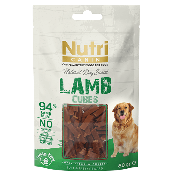 [8699310420282] Nutri Canin Tahılsız Kuzulu Küp Köpek Ödül Maması 80 Gr
