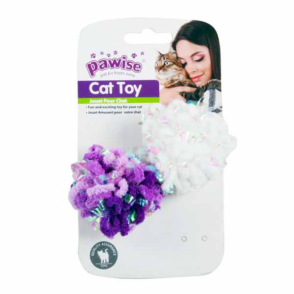 [679-28140] Pawise 2 Pk Glitter Caddice Balls Kedi Oyuncağı Renkli