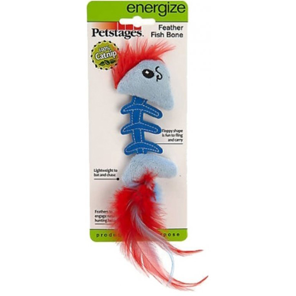 [700603900225] Petstages Feather Fish Bone Balık Figürlü Catnip Kedi Oyuncağı