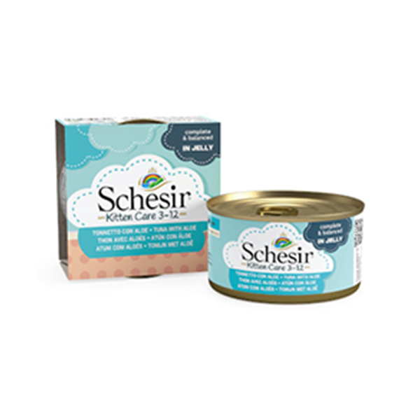 [230-03064100] Schesir Kitten Ton Balık ve Aloeveralı Yavru Konserve Kedi Maması 6x85 Gr