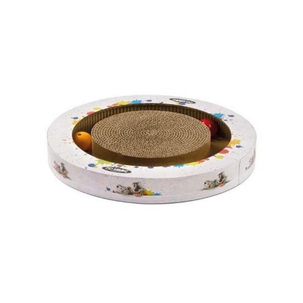 [IGT403] İmac Matisse Yuvarlak Oyuncaklı Karton Kedi Tırmalama 34x5.5 Cm