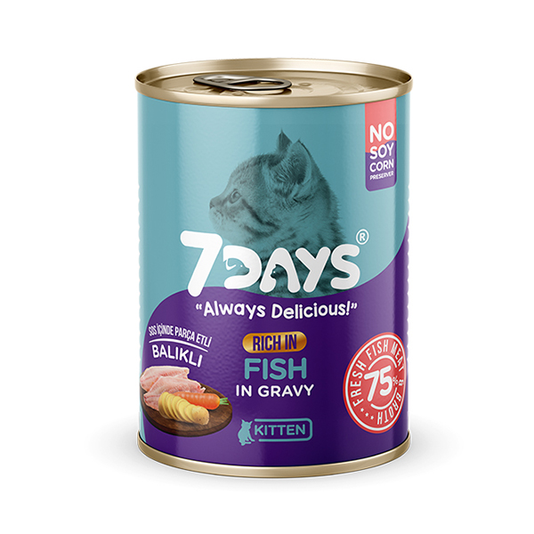 7Days Tahılsız Taze Balık Etli Soslu Yavru Konserve Kedi Maması