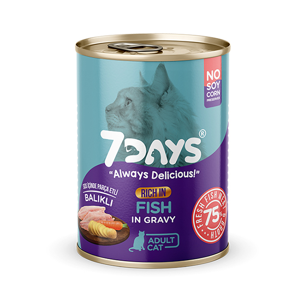 7Days Tahılsız Taze Balık Etli Soslu Yetişkin Konserve Kedi Maması