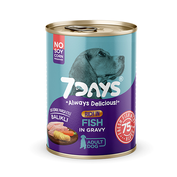 7Days Tahılsız Taze Balık Etli Soslu Yetişkin Köpek Konservesi