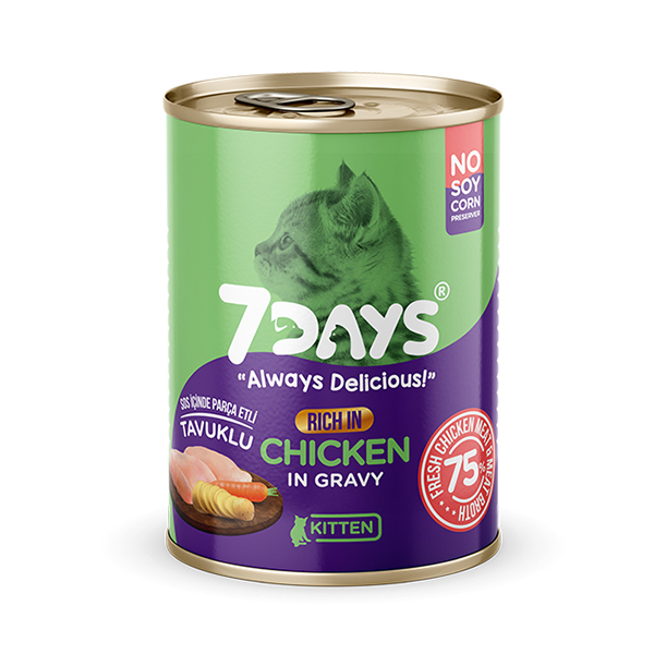 7Days Tahılsız Taze Tavuklu Soslu Yavru Konserve Kedi Maması