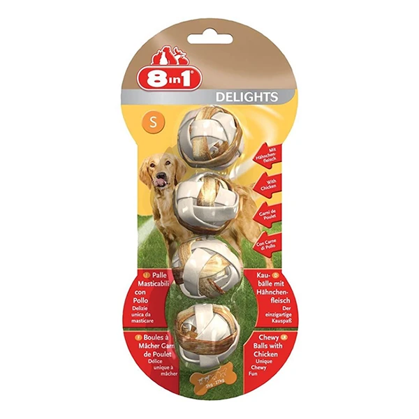 8in1 Delights Balls Tavuklu Çiğneme Topu Köpek Ödül Maması