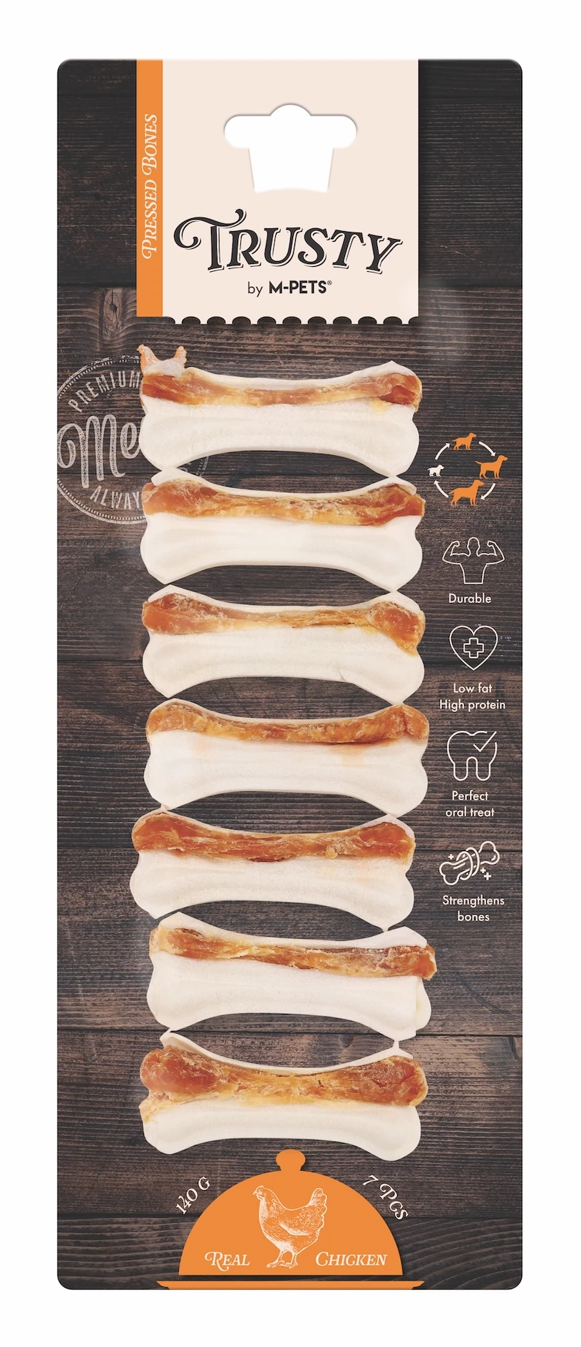 M-Pets Trusty Tavuklu Press Kemik Köpek Ödülü (55 Gr, 7.7 Cm, 1 Adet)