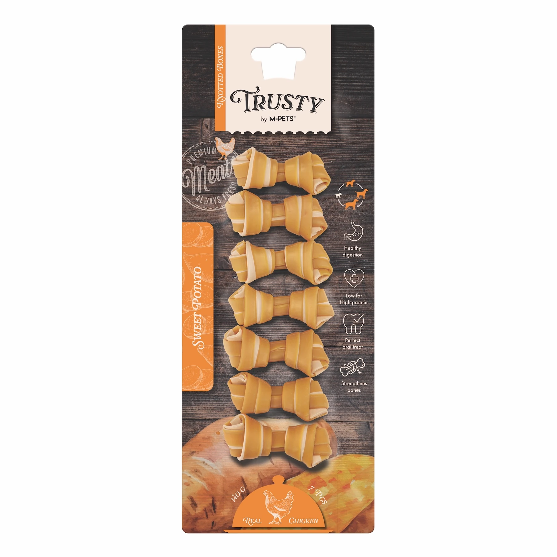 M-Pets Trusty Chicken Tatlı Patatesli Kemik Köpek Ödülü (50 Gr, 6.4 Cm, 1 Adet)