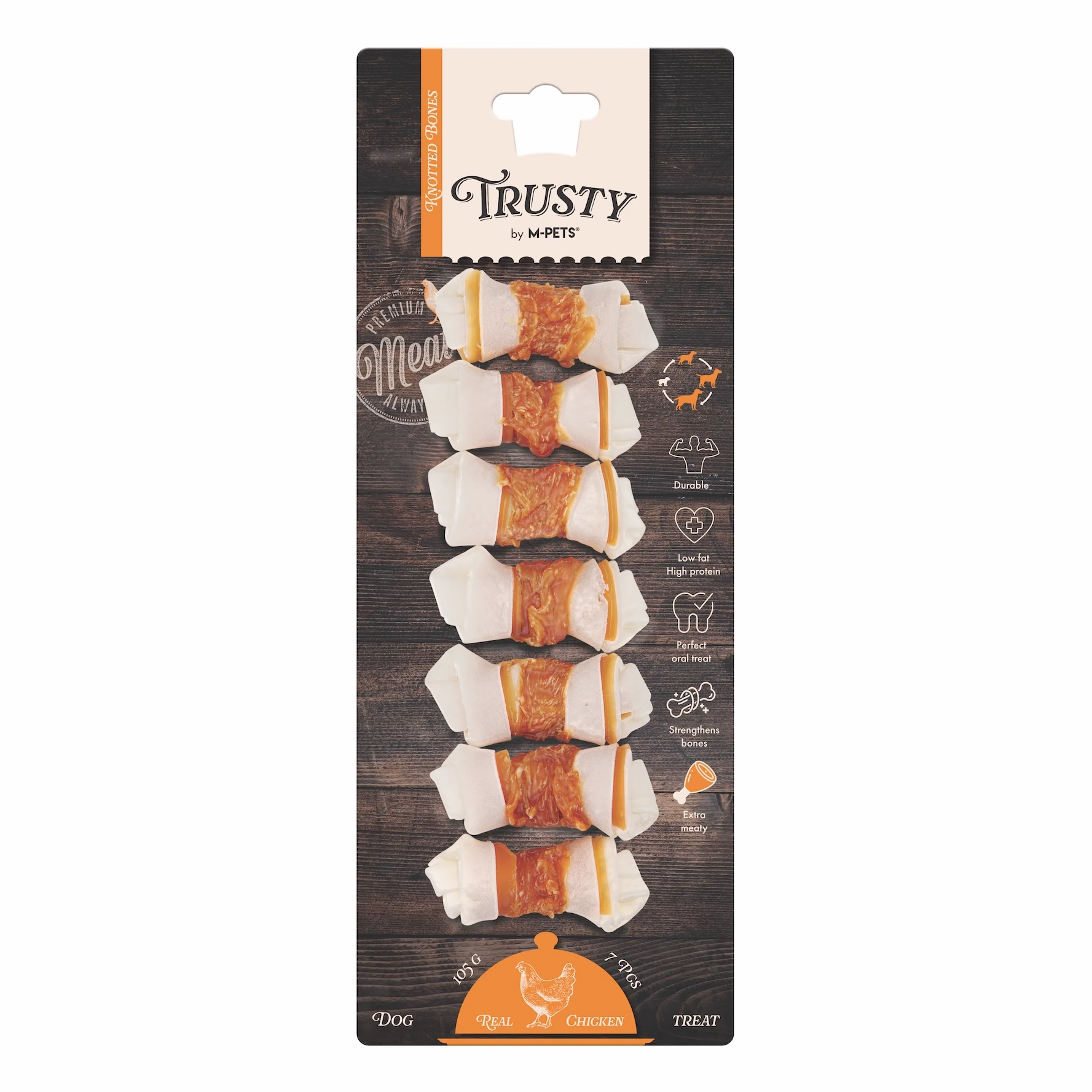 M-Pets Trusty Tavuklu Düğümlü Köpek Çiğneme Kemiği (55 Gr, 6.4 Cm, 1 Adet)