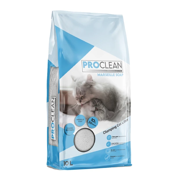 ProClean Marsilya Sabun Kokulu Topaklanan Kedi Kumu (10 Lt, 1 Adet, Kalın Taneli, İnce Taneli)