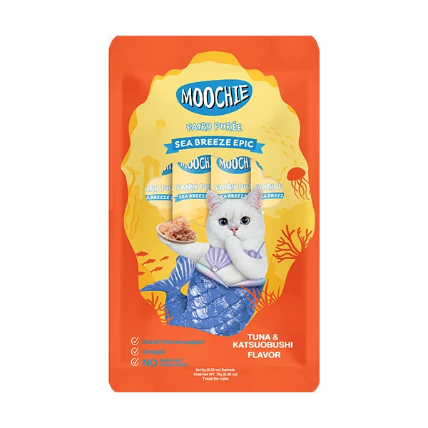 Moochie Ton Balıklı ve Katsuobushi Sıvı Kedi Ödülü (15 Gr, 1 Adet)