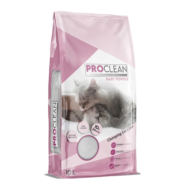 ProClean Bebek Pudra Kokulu Topaklanan Kedi Kumu (10 Lt, 1 Adet, Kalın Taneli, İnce Taneli)