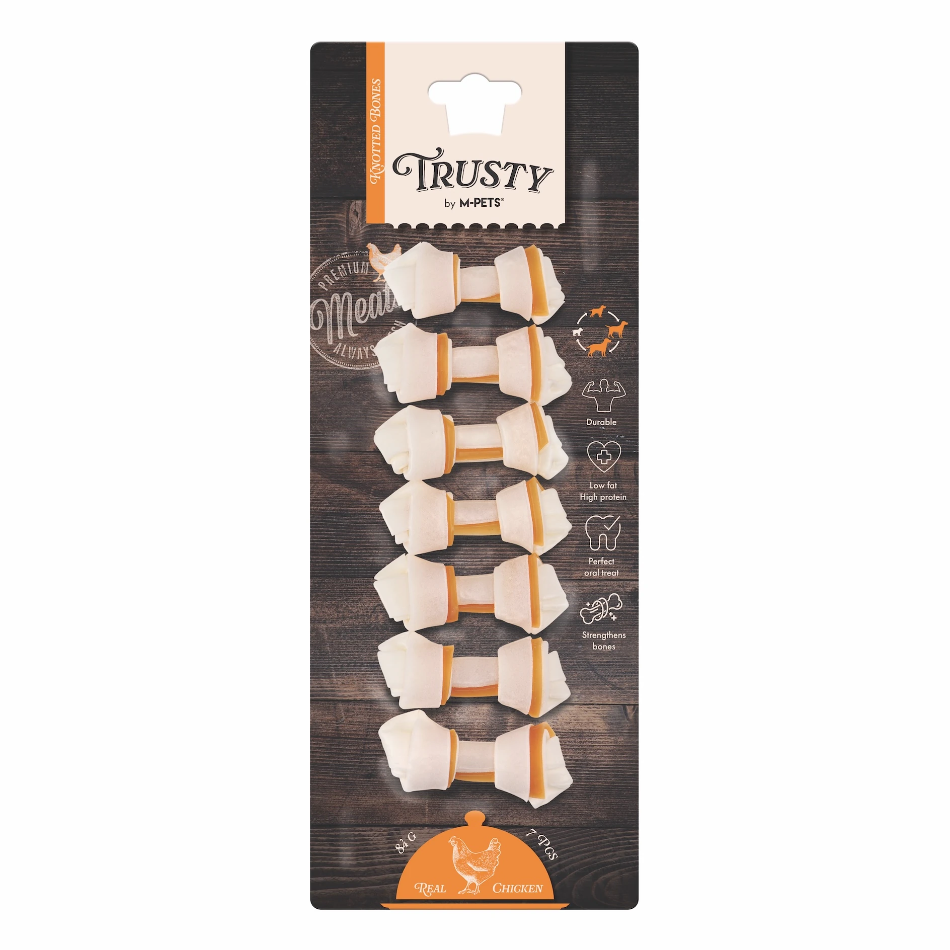 M-Pets Trusty Tavuklu Düğümlü Kemik Köpek Ödülü (65 Gr, 6.4 Cm, 1 Adet)