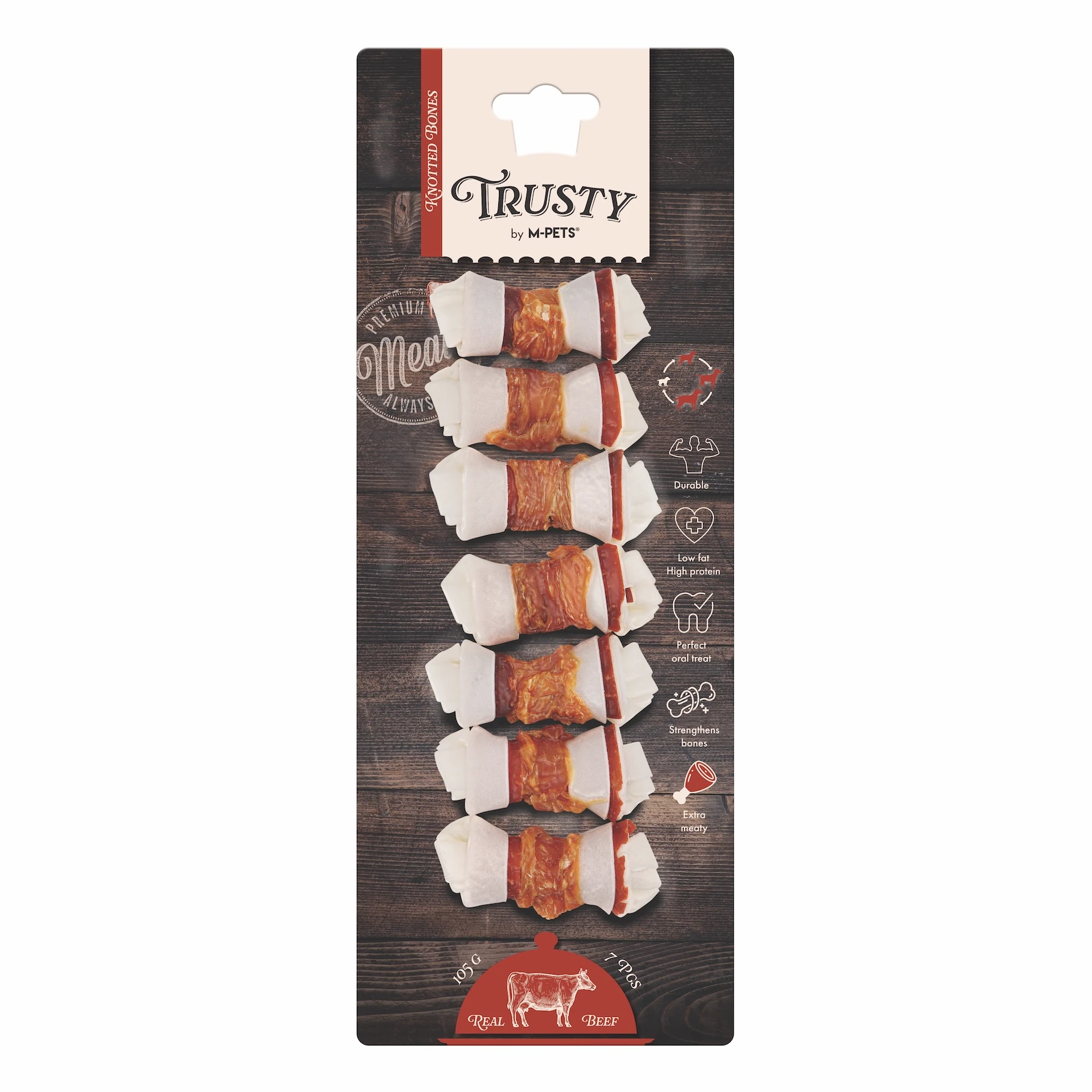 M-Pets Trusty Extra Sığır Etli Düğümlü Köpek Çiğneme Kemiği (55 Gr, 6.4 Cm, 1 Adet)