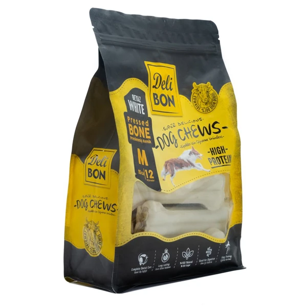 Delibon Beyaz Deri Pres Kemik Köpek Ödülü (7 Cm, 2 Adet, Small)